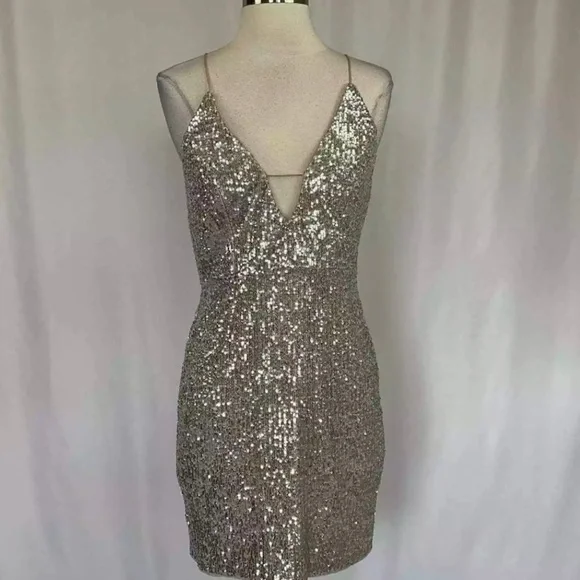 Aidan Mattox | Dresses | Aidan Mattox Cocktail Dress Gold Sequin | Poshmark